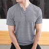 Мужская футболка с V-образным вырезом, однотонная повседневная футболка, летний свитер с короткими рукавами для повседневных выходов, занятий спортом дома, уличной одежды