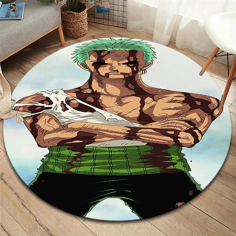Ковер круглый ковер Ророноа Зоро из One Piece для гостиной, спальни, дивана, игровой комнаты, нескользящий коврик для пола