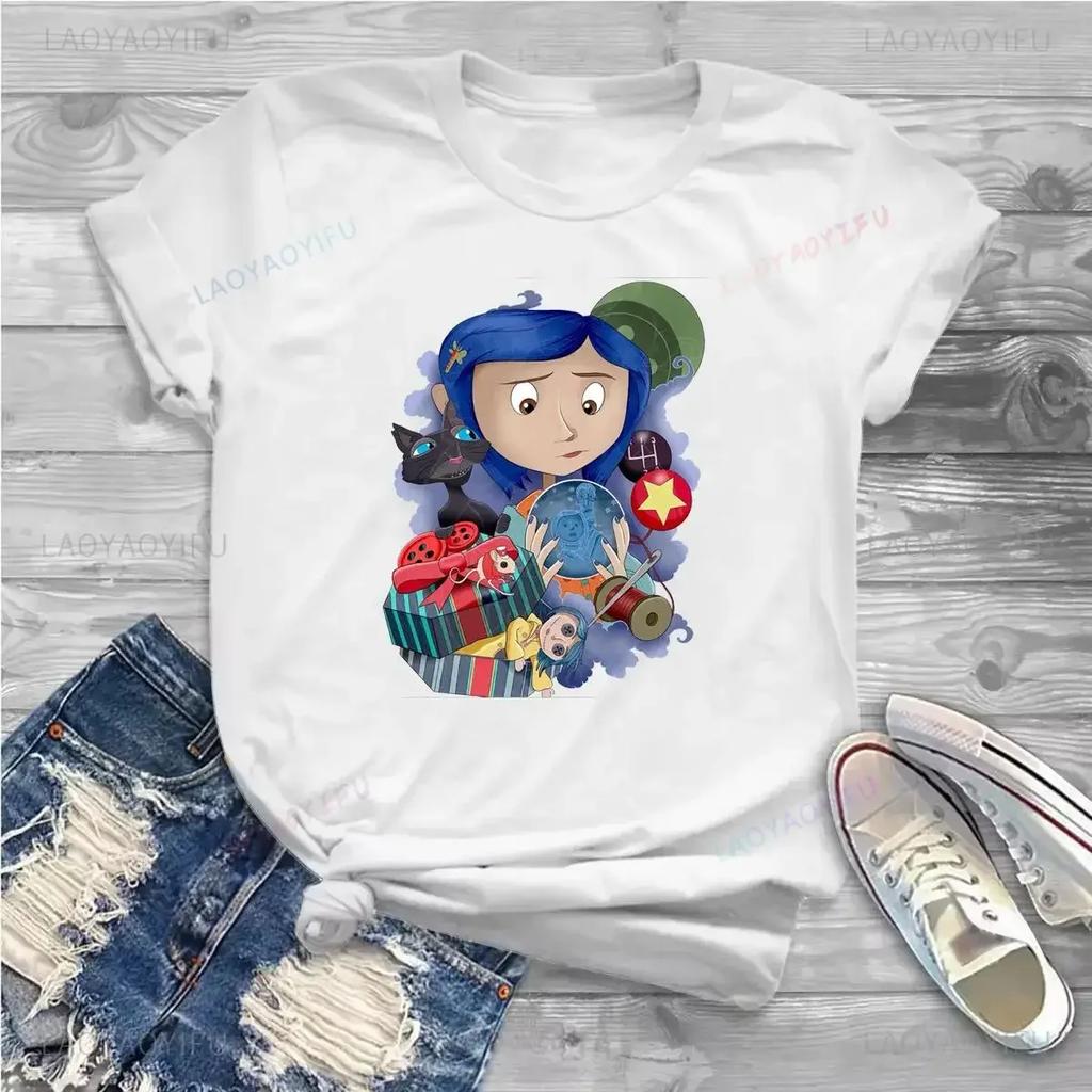 Coraline Amazing Tees Классические женские футболки Винтажная футболка с коротким рукавом и круглым вырезом Летняя одежда Женская одежда