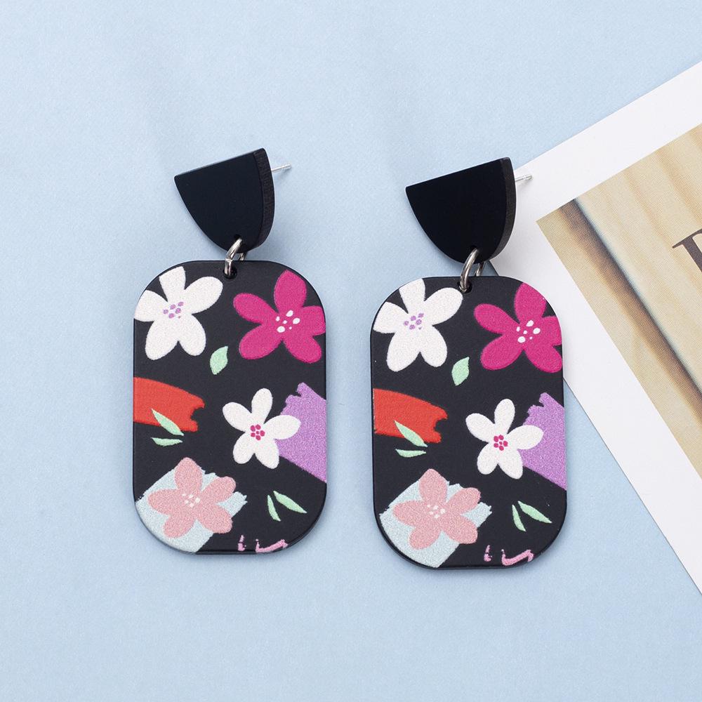 Colorblock Lightweight Acrylic Flower Earrings - Retro Party Jewelry for Women