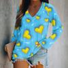 Women's Long Sleeved T-shirt V-neck Valentine's Day Print Casual And Comfortable Top
