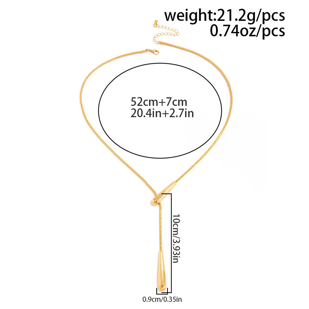 SHIXIN Elegant Smooth Water Drop Pendant Necklace for Women Minimalist Long Snake Bone Chain Choker Sweater Chain Jewelry Gifts
