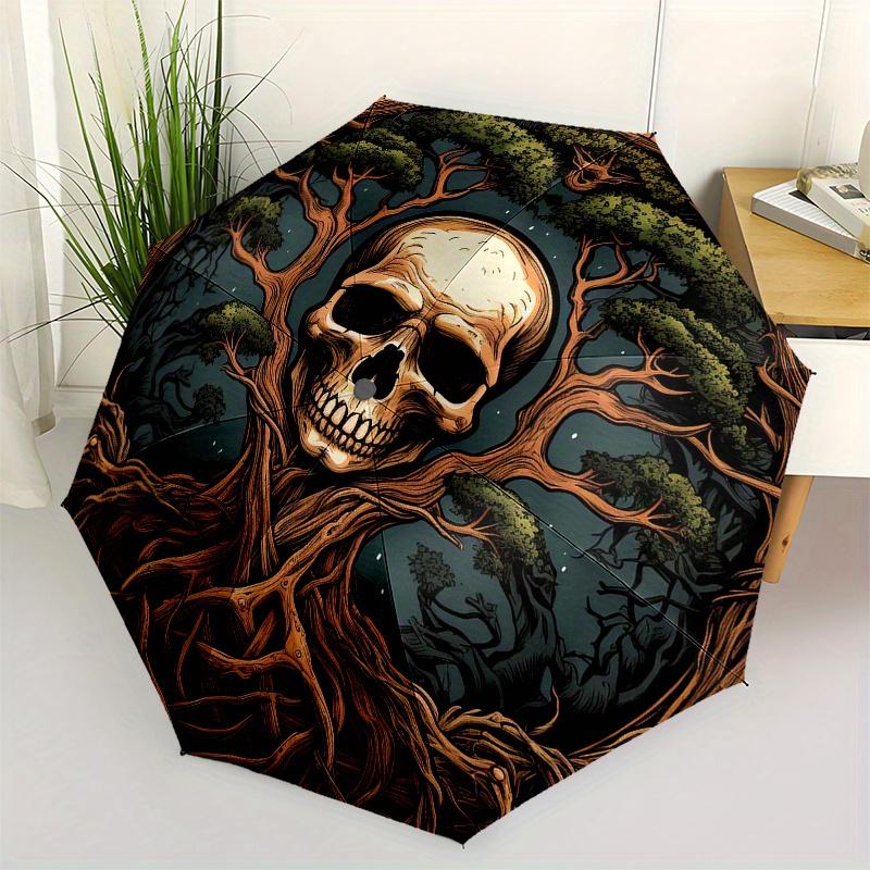 Spooky Tree of Life Sticker: Unique Skull Design for Any Surface!Umbrella, Portable 3-Fold Compact Umbrella for Men & Women Gift