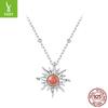 Personality S925 Sterling Silver Sun Necklace Men'S And Women'S Rays Sun Stone Lucky Necklace Clavicle Chain