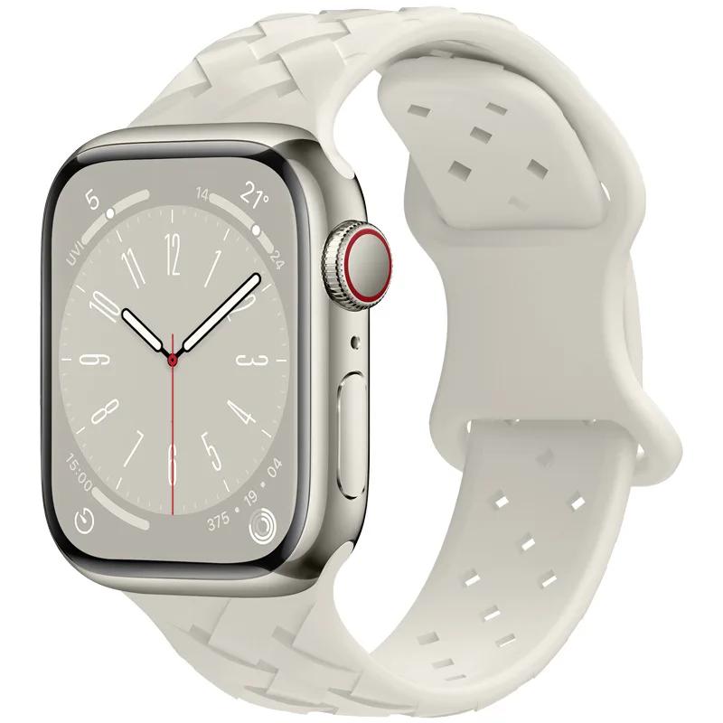 Спортивный плетеный силиконовый ремешок для Apple Watch Band 44 мм 40 мм 45 мм 49 мм 46 мм Дышащий браслет iwatch series 10 9 7 8 se ultra 2