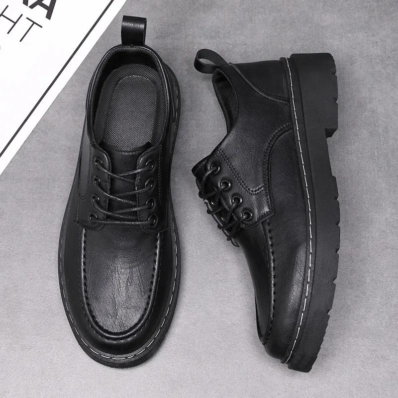 British Style Men Leather Shoes Black Business Office Shoes Lace Up Oxford Shoes High Quality Casual Leather Shoe Dress Footwear
