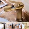 Copper Retro Basin Faucet Waterfall Single Hole Above Counter Basin Under Counter Basin Retro Hot and Cold Water Faucet