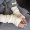 Мягкие Восковые Плюшевые Митенки Женские Плюшевые Теплые Осенне-Зимние Рукава Милые Имитация Кроличьего Меха Японские Длинные Рукава с Открытыми Пальцами