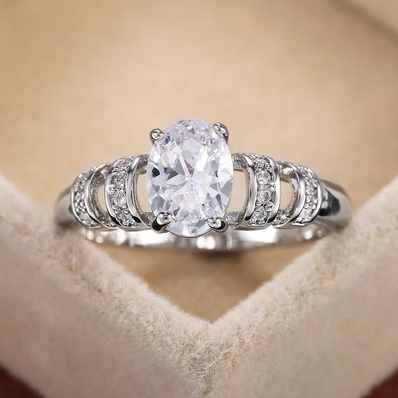 Новые классические 4 когтя, дизайн, овальный камень, обручальное кольцо, ювелирные изделия, белый/синий/красный, 3 цвета камня, доступны великолепные женские кольца