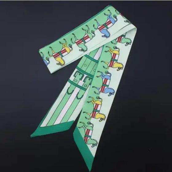 New Fashion Brand Horse Carriage Print Silk Small Ribbon Women Silk Scarf Handbag Ribbons Female Head Scarf Long Scarves