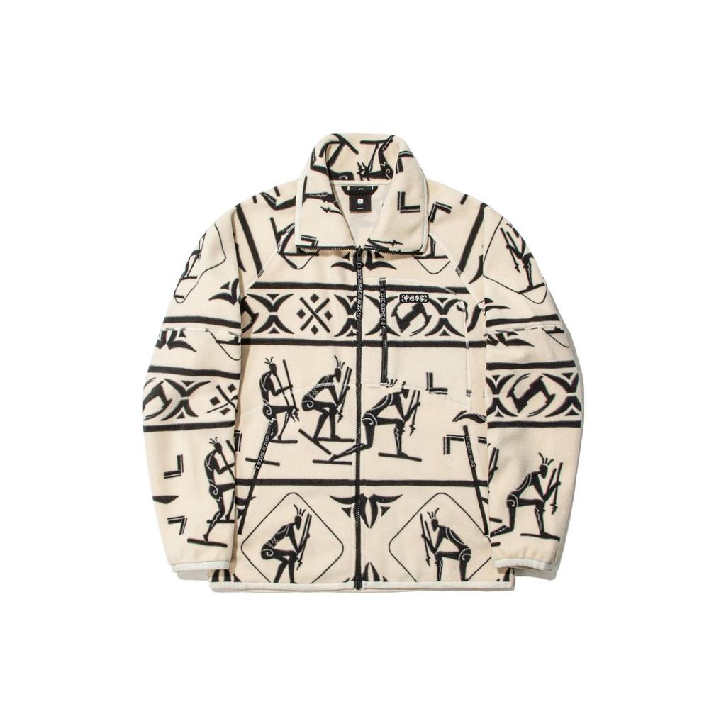 Кардиган Li Ning Altay Rock Art Element с капюшоном из флиса, унисекс, светло-античный желтый AWDT711-1