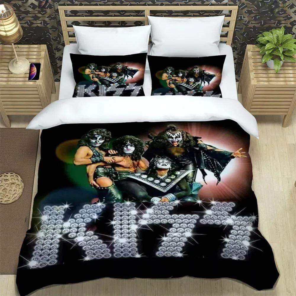 Постельное белье с изображением рок-группы KISS Изысканный комплект постельных принадлежностей Пододеяльник Комплект одеял Постельное белье Подарок на день рождения для девочки
