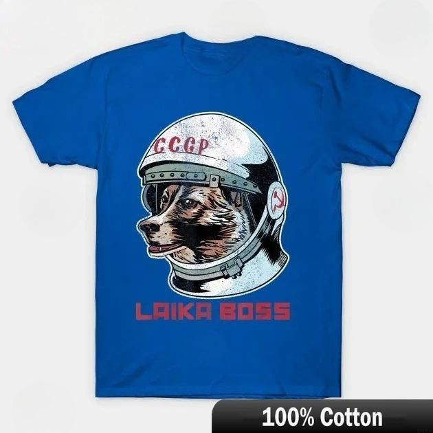 Лайка Смешная Мультяшная Собака Футболка Хип-Хоп Харадзюку Стиль Принтованная Мужская Винтажная Милая Мягкая Повседневная Удобная Хлопковая Футболка с Коротким Рукавом