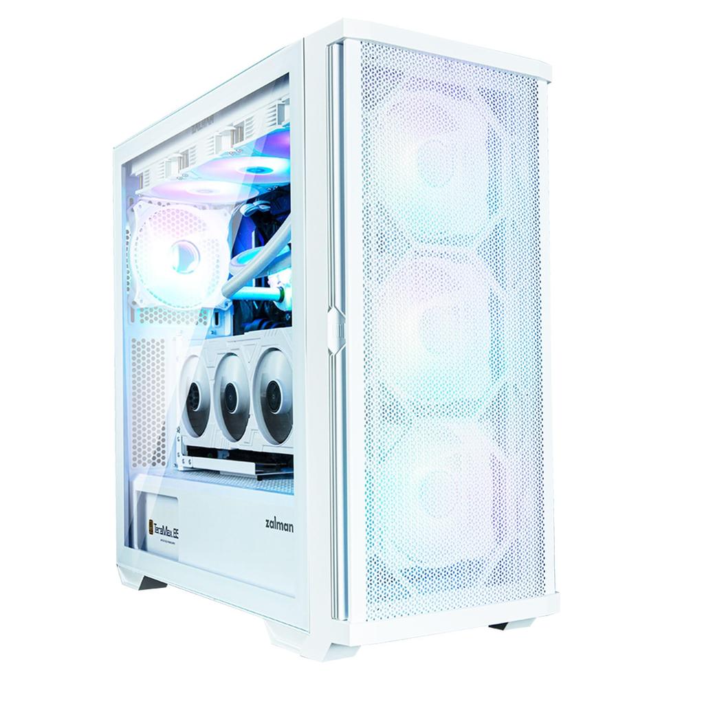 ZALMAN Z10 DUO WHITE 120mm Mid Tower ATX PC Case with 4 ARGB GPU Vertical and RGB Controller CS8759 Fans, Unit,