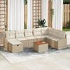 VidaXL 9-Piece Garden Sofa Set with Cushions Beige Poly Rattan 3359582