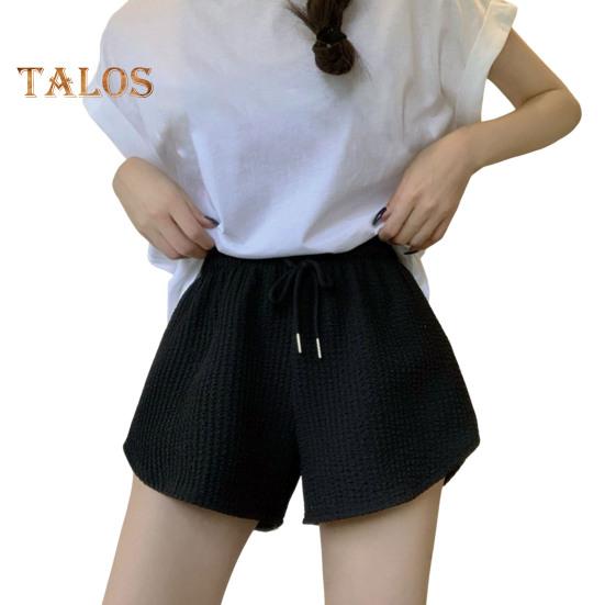 Женские летние спортивные шорты с эластичным шнурком и высокой талией, свободные однотонные мягкие быстросохнущие дышащие женские мини-шорты для бега с резинкой