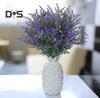 HOW-E 2Pcs Artificial Flowers Vivid Natural Charming 5 Forks Plastic Lavender Fake Flower for Wedding