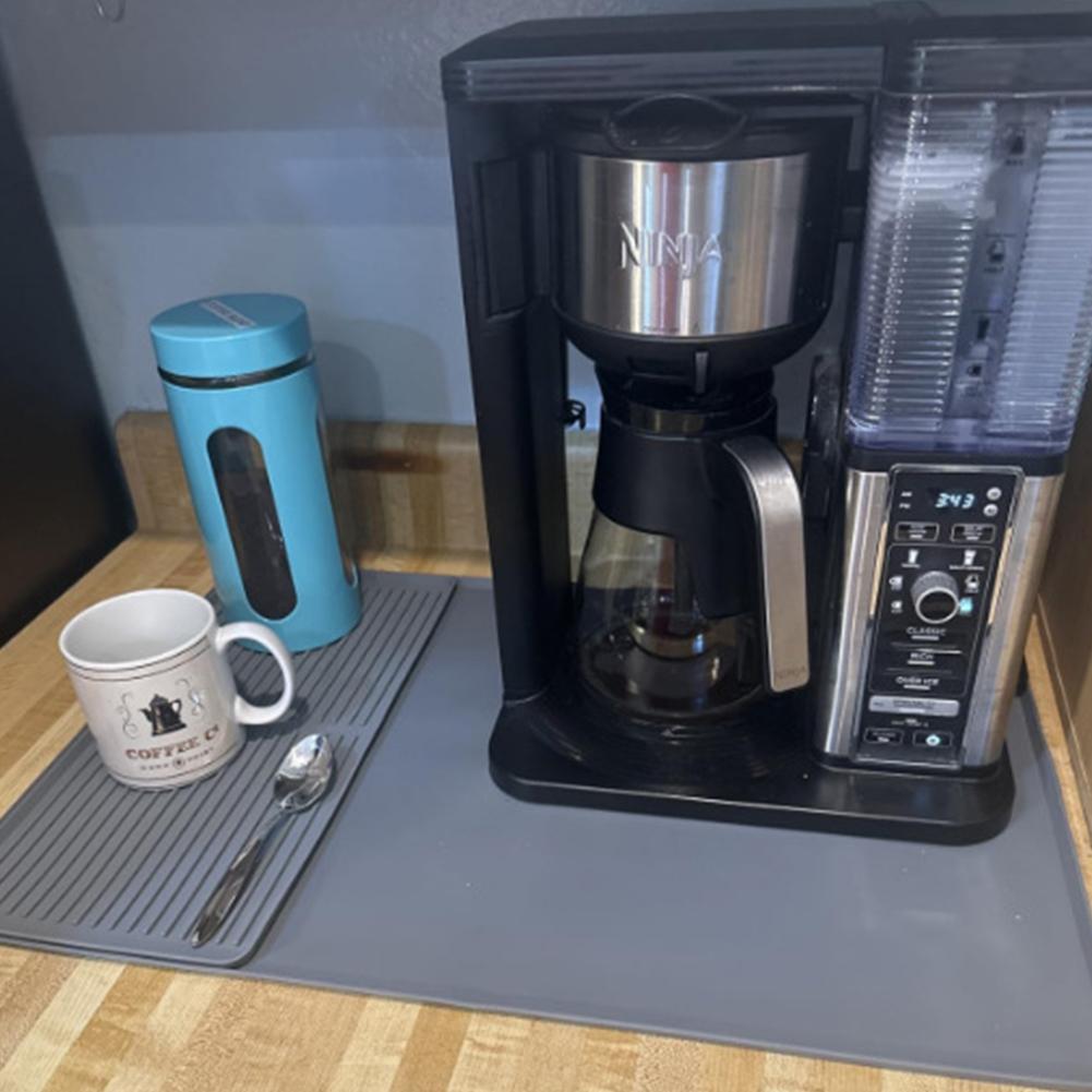 2-In-1 Draining Mat with Raised Edges Coffee Mat Coffee Station Pad for Coffee Machine