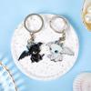 Cute Black And White Flying Dragon Series Metal Keychain Kawaii Anime Cartoon Doll Keyring Pendant Backpack Accessories Gift
