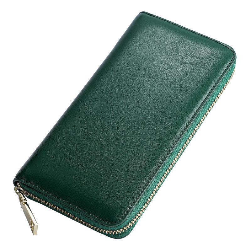 Unisex Oil Wax Cowhide Leather Wallet: Long Zip Design, Bestseller In Japan