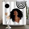 African American Woman Shower Curtain Sexy Black Girl Lady Inspirational Queen Abstract Boho Waterproof Bathroom Shower Curtain