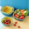 Double-Layer Drain Basket Six-Piece Set Thickened Vegetable Washing Basin Household Fruit Plate Kitchen Multi-Functional Vegetable Basket Drain Frame