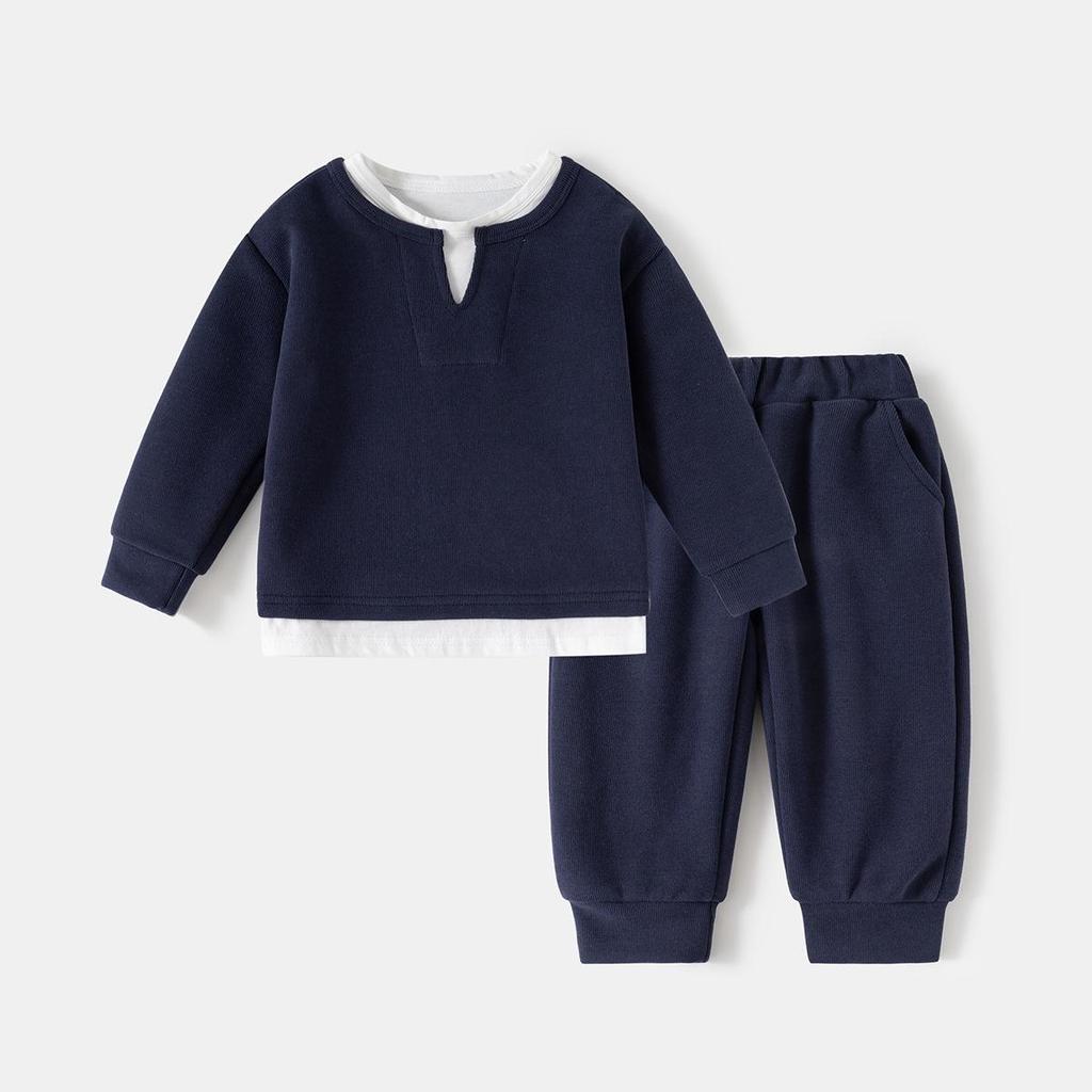 Boys' Spring Two-Piece Outfit: Hoodie and Long Pants Set for Kids