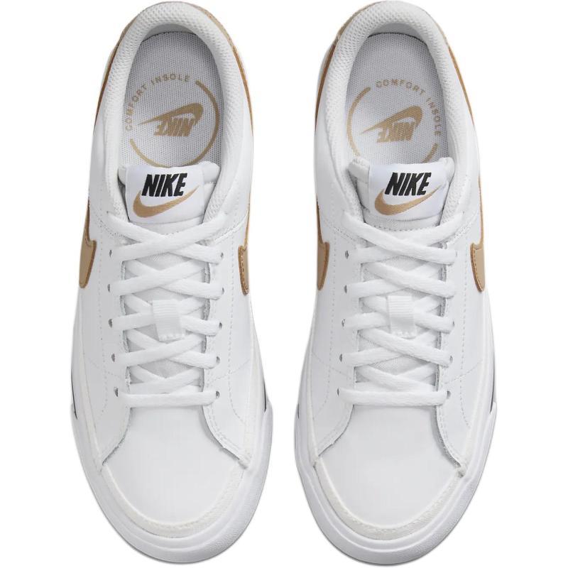 Nike Court Legacy Противоскользящие Износостойкие Низкие Детские Кеды для Скейтбординга Белые Кроссовки DA5380-126