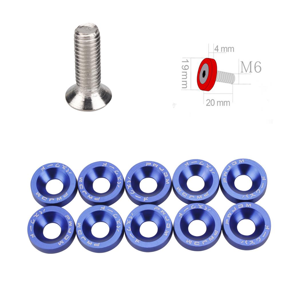 Модификация автомобиля Алюминиевый сплав M6 Утолщенные распорные винты Защитная пластина аккумулятора Шайбы Болты брызговика Декоративные