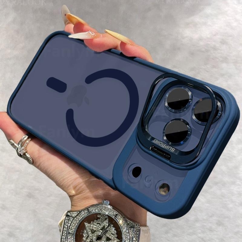 Чехол для телефона с защитой камеры для iPhone 17 16 15 14 13 12 11 Pro Max Plus Air с держателем MagSafe, прозрачная магнитная матовая крышка