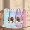 1PC Vintage Dog Head Animal Sketch Print 750ml Portable Sports Water Bottle Leakproof Gym Outdoor Travel Drink Cup