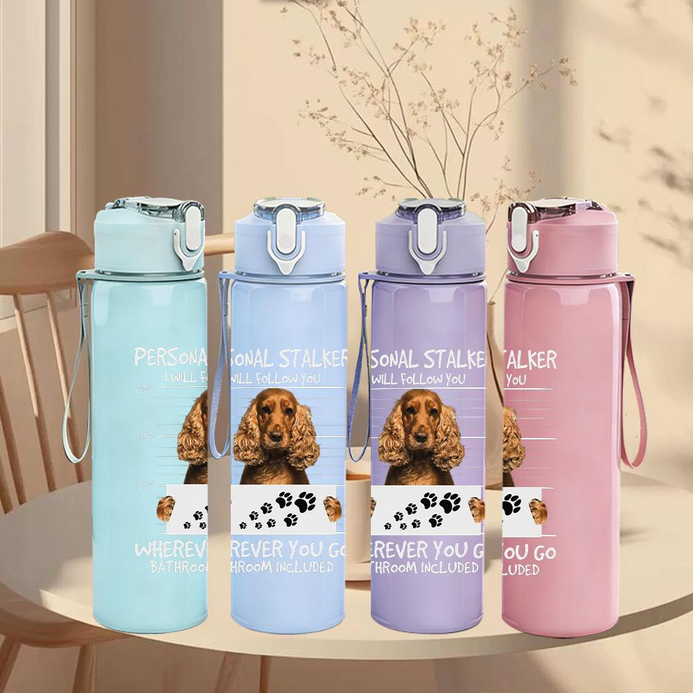 1PC Vintage Dog Head Animal Sketch Print 750ml Portable Sports Water Bottle Leakproof Gym Outdoor Travel Drink Cup
