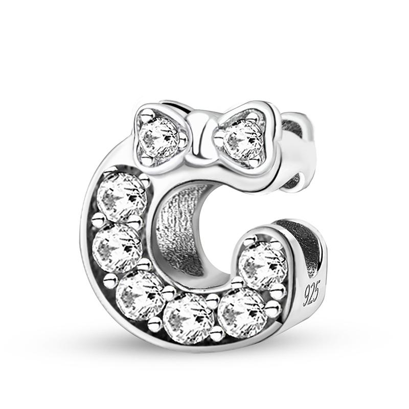 Медные Шармы-Бусины Серии Писем с Узлом-Бабочкой и Цирконами, Подходят для Оригинального Браслета Пандора, Браслета-Бенгла, DIY Ювелирные Изделия для Женщин, Подарок