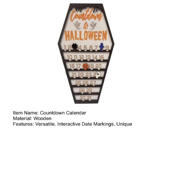 Юшэн Хэллоуин Календарь Обратного Отсчета Деревянные Орнаменты в Форме Гробов Табличка для Обратного Отсчета с Тыквами Привидениями Летучими Мышами Украшение для Вечеринки в Доме с Привидениями