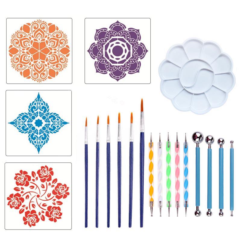 20Pcs DIY Mandala Dotting Painting Kits Dot Art Pen Paint Stencil Tools