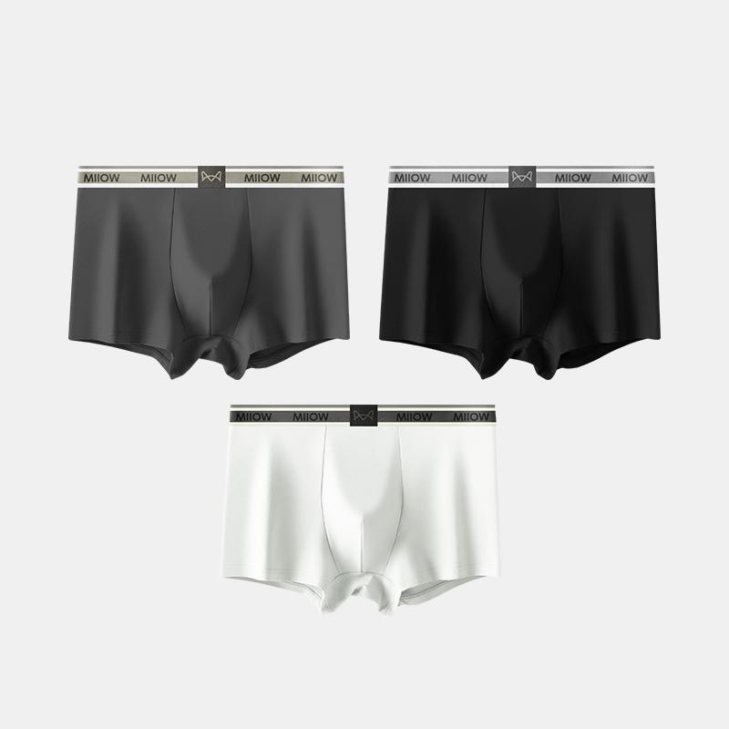 MiiOW 3Pcs Men's Underwear Graphene Antibacterial Underwear Soft and Comfortable Cotton Underwear Flat Corner Underwear L-5XL