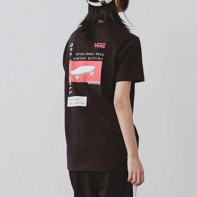 Vans Женские футболки Черные С круглым вырезом Умеренный прямой крой VN0A4BRQBLK