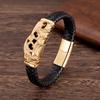 Мужской браслет в стиле панк с магнитной пряжкой, золотые браслеты с черепом, аксессуары из коровьей кожи, браслеты с подвесками, ювелирные изделия из нержавеющей стали, подарки