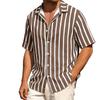 Мужская новая летняя полосатая рубашка с коротким рукавом Универсальный Повседневный Свободный Простой Стиль