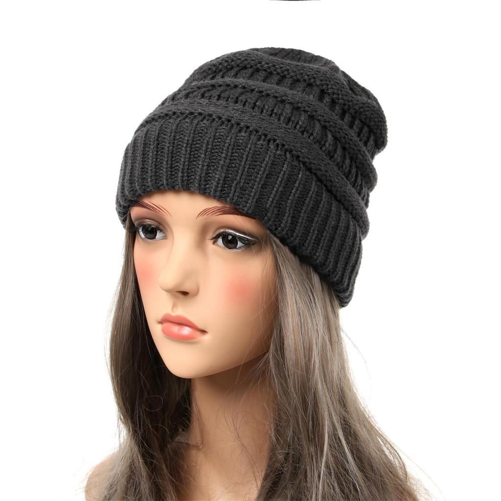 New Autumn And Winter Wool Cap European And American Women's Capped Cap Warm Knitted Cap Simple Solid-Coloured Cap