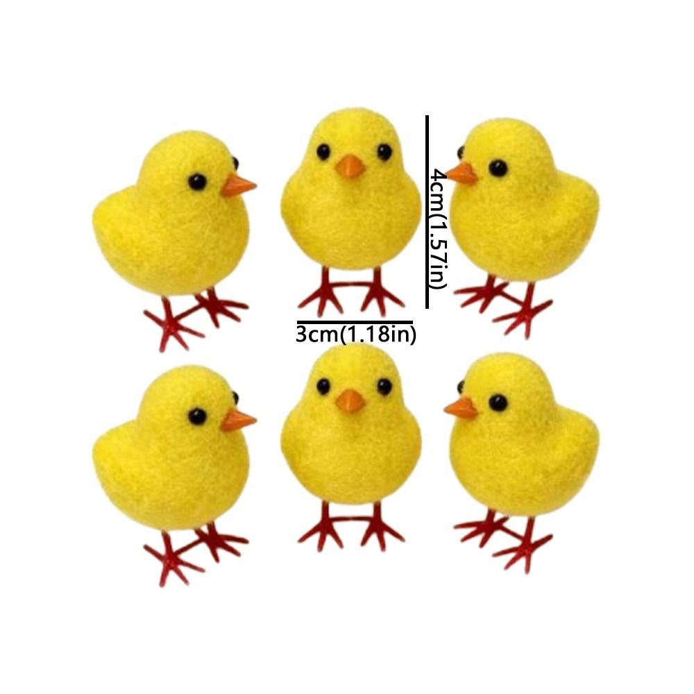Realistic Easter Chick Figurine Flocking Mini Chicken Toy Cute Plush Chicken Ornament Home Decor
