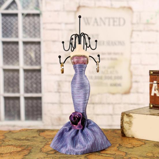 Mini Manikin Jewelry Stand Lady Mannequin Jewelry Organizer with 8 Hooks 2 Tier Necklace Bracelet Earring Ring Holder Display Stand