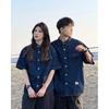 Japanese Retro Fashion Brand Summer Loose Denim Short Sleeved Shirt Artistic Youth Workwear Shirt Men'S And Women'S Layered Jacket