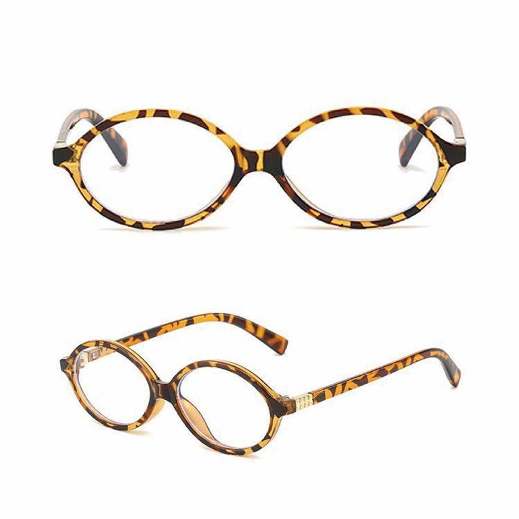 Two-piece Suit Leopard-print Oval Retro Glasses Frame Can Be Equipped with A Degree-proof Blue Face Flat Mirror.