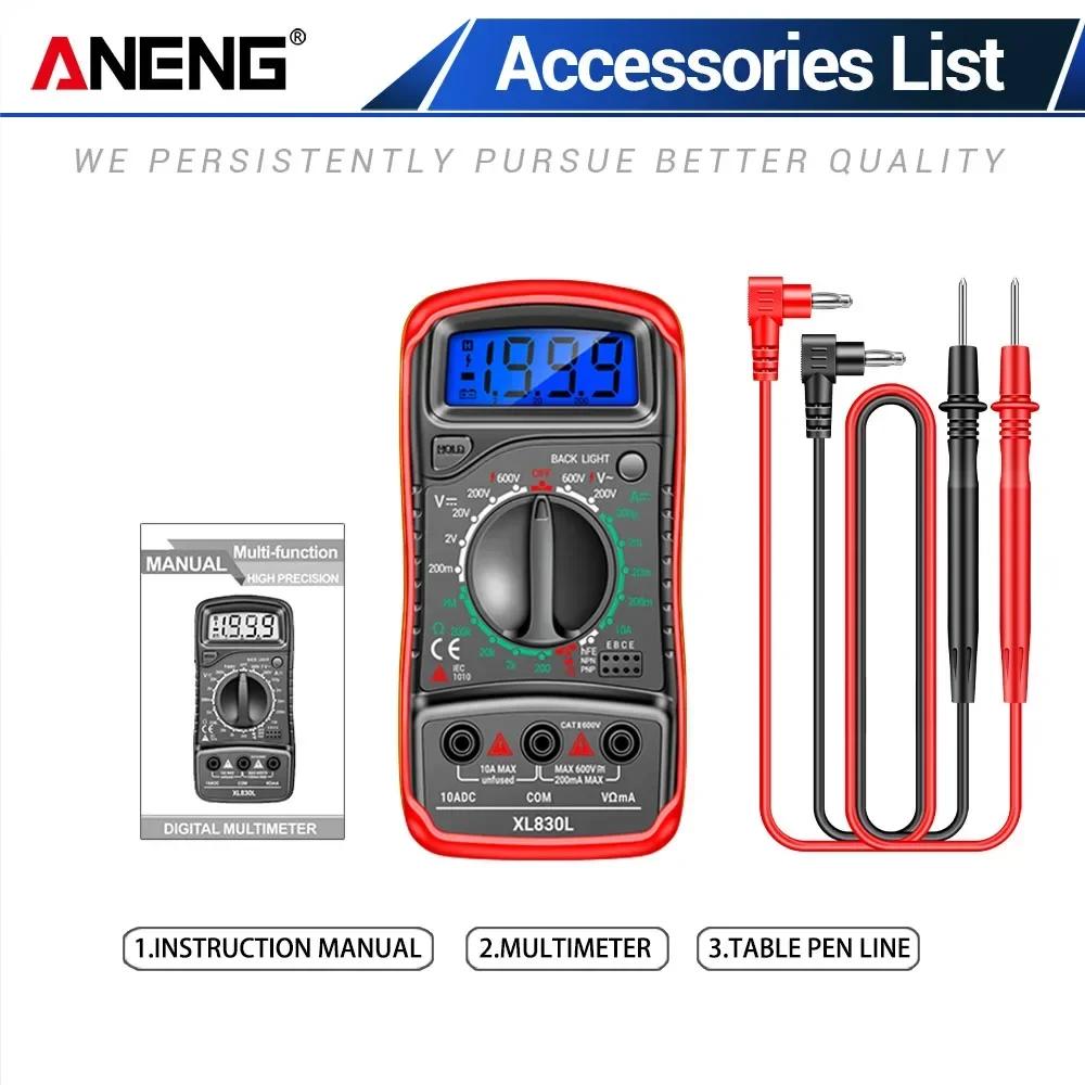 ANENG XL830L AC/DC Multimeter Voltage Meter 1999 Counts Ammeter Mini hFE Transistors Tester Ohm Measuring Tools