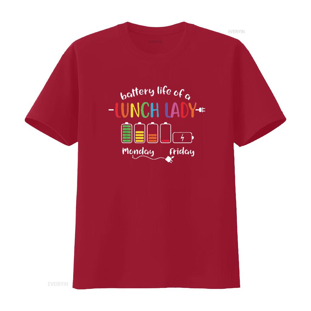 Battery Life Of A School Lunch Lady Cafeteria Worker Funny Womens T Shirt Black L vintage Washed Stretched Breathable homme