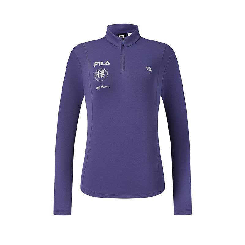 Fila Серия лыжная Флис Подкладка Теплый Модный Приталенный Простой Повседневный Спортивный Вязаный Лонгслив Женские Топы Дин-Жуй-Пурпурный A11W546204FDP