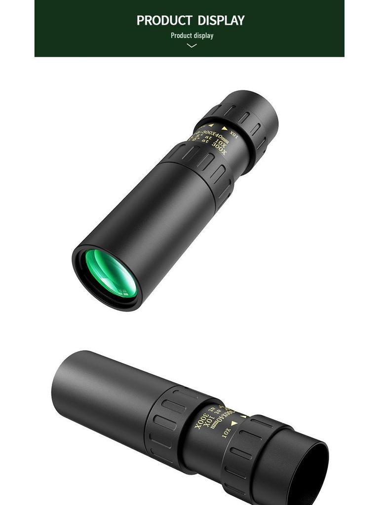 10-300x40 HD Variable Monocular: Night Vision Outdoor Metal Binoculars