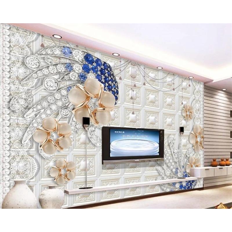 Современные 3D Обои Diamond Pearl Цветочные Обои, Спальня Гостиная Фон Настенная Роспись