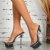 Women's Shoes Spring Clear Heels Sexy Sandals Slipper Girls Shoe for Party Club 14cm Heel 4cm Platform LFD-B3651